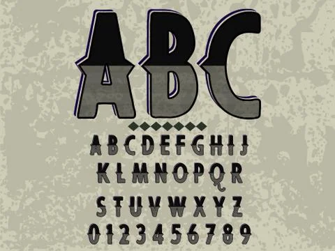 Font.Typeface.alphabet..Script.Shadow Effect.Handcrafted handwritten vector l Illustrazione stock
