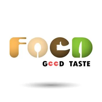 F,O,O and D-letters logo elements design.Spoon,knife and fork icon with human Stock Illustration