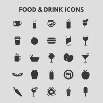Food and Drink Icons Stock Illustration