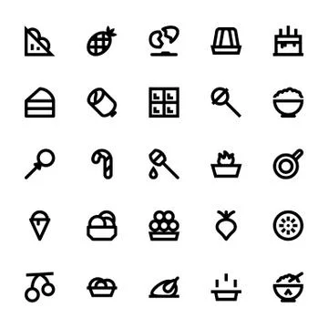 Food and Drinks Line Vector Icons Stock Illustration