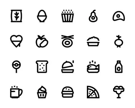 Food and Drinks Line Vector Icons Pack Stock Illustration
