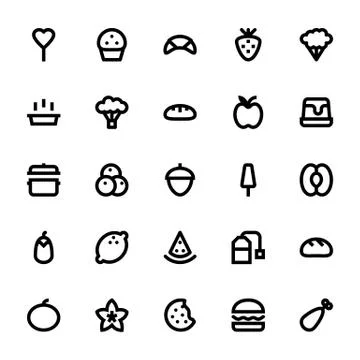 Food and Drinks Line Vector Icons Set Stock Illustration