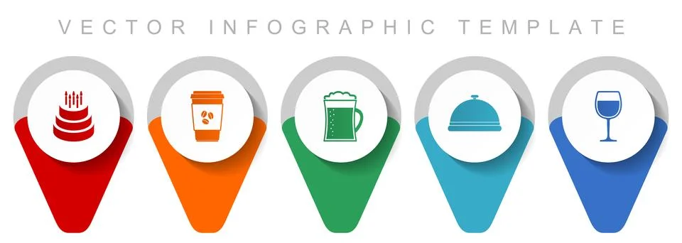 Food and drinks pointer collection, miscellaneous icons such as birthday cake Stock Illustration