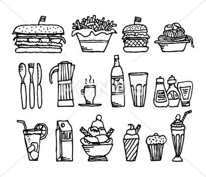 Food and drinks / restaurant stuff Stock Illustration