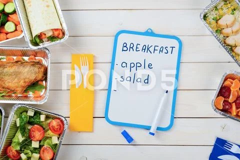 Food and dry erase board Stock Photos