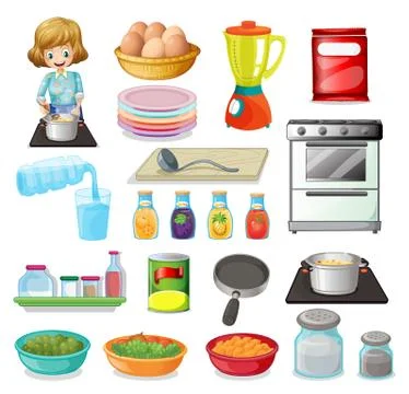 Food and kitchenware Stock Illustration