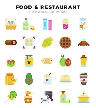 Food and Restaurant elements. Flat web icon set. Simple vector illustration. Illustrazione stock