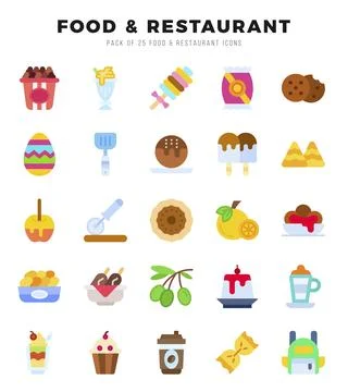 Food and Restaurant elements. Flat web icon set. Simple vector illustration. Illustrazione stock