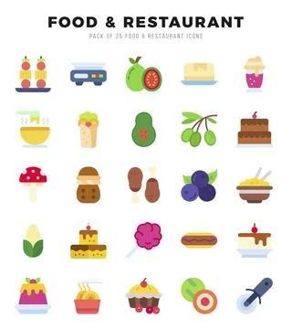 Food and Restaurant elements. Flat web icon set. Simple vector illustration. 스톡 일러스트
