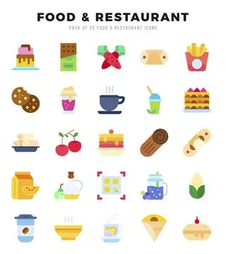 Food and Restaurant elements. Flat web icon set. Simple vector illustration. Stock Illustration