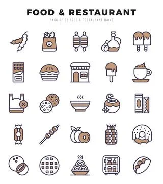 Food and Restaurant elements. Two Color web icon set. Simple vector illustr.. 스톡 일러스트