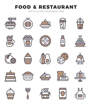 Food and Restaurant elements. Two Color web icon set. Simple vector illustr.. Stock Illustration