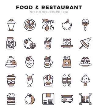 Food and Restaurant elements. Two Color web icon set. Simple vector illustr.. Stock Illustration