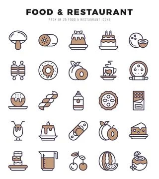 Food and Restaurant elements. Two Color web icon set. Simple vector illustr.. Illustrazione stock