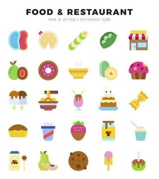 Food and Restaurant Icon Bundle 25 Icons for Websites and Apps Ilustración de archivo