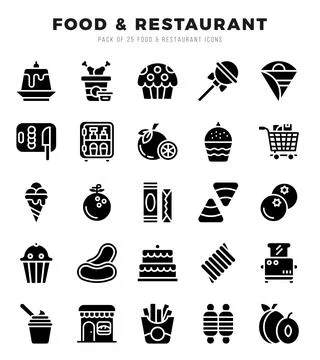Food and Restaurant Icon Bundle 25 Icons for Websites and Apps Illustrazione stock
