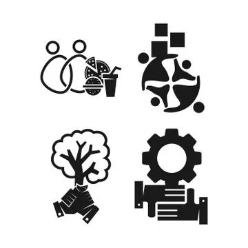 Food application Commitment Teamwork Together Black Logo 스톡 일러스트