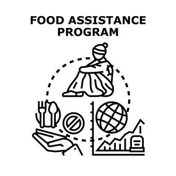 Food assistance program aiding vulnerable people global poverty Stock Illustration