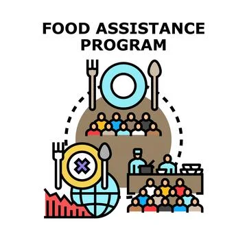 Food assistance program offering global support concept Stock Illustration