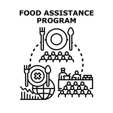 Food assistance program offering global support concept Illustration