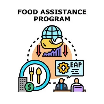 Food assistance program providing global support to people Stock-Illustration