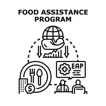 Food assistance program providing global support to people Illustration