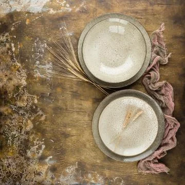 Food background. Empty plates Stock Photos