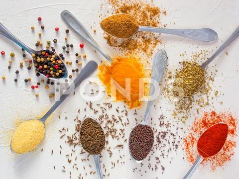 Food Background Indian Spices On White