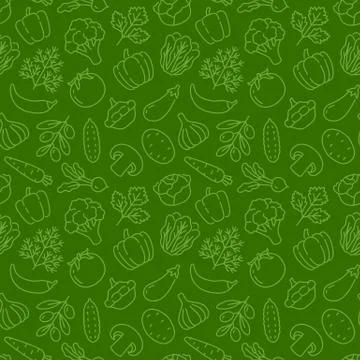 Food background, vegetables seamless pattern. Healthy eating - tomato, garlic Stock-Illustration