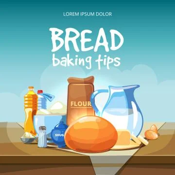 Food baking ingredients vector background Stock Illustration