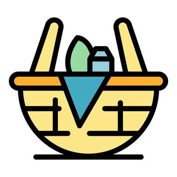 Food basket icon vector flat Illustration