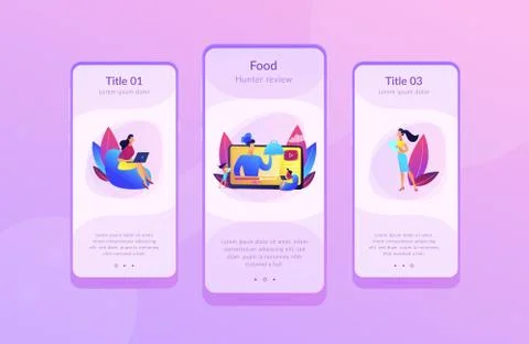 Food blogging app interface template. Ilustração Stock
