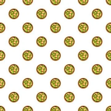 Food bowls repeating pattern on white background イラスト素材