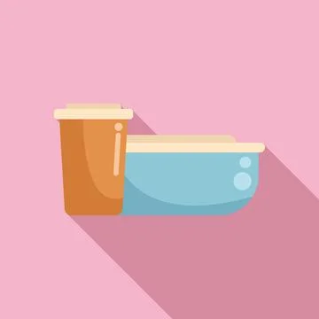 Food box icon flat vector. Healthy container Stock Illustration