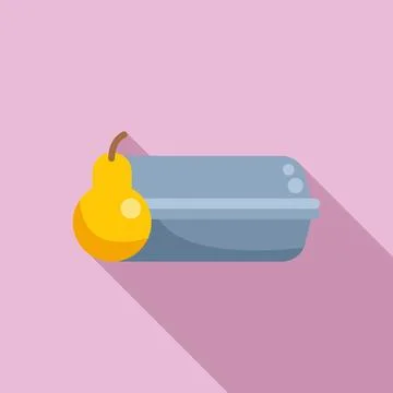 Food box icon flat vector. School lunch イラスト素材