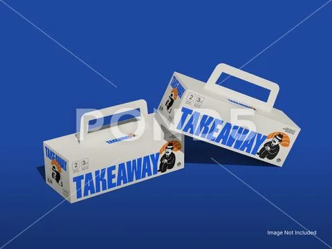 Food Box Mockup for Takeaway Packaging PSD 템플릿