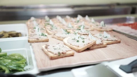 Food breakfast buffe Video stock 89684388