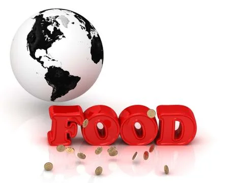 FOOD bright color letters, black and white Earth on a white background Stock Illustration
