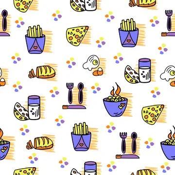Food, bright seamless pattern Stock Illustration