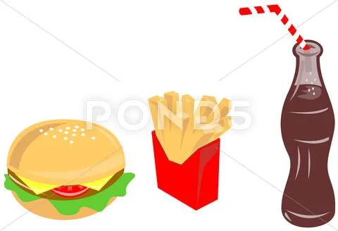 Food burger fries drink Stock Illustration