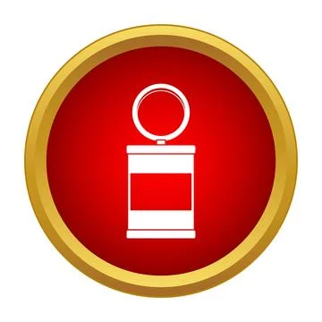 Food can icon with pull tab on red background Stock Illustration
