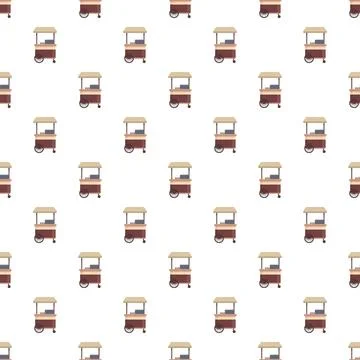 Food cart pattern on white background Stock Illustration