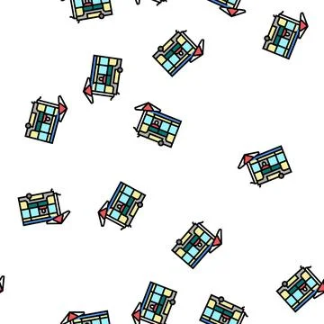 Food cart vector seamless pattern Stock Illustration