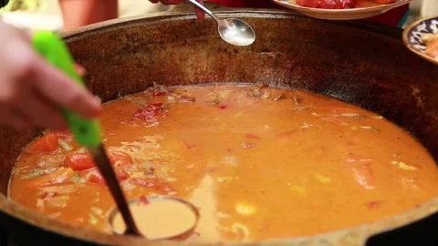 The food in the cauldron Video stock 244698754