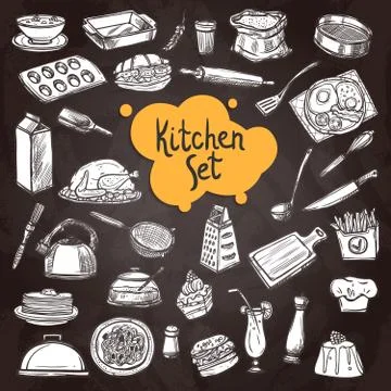 Food Chalkboard Set Stock Illustration