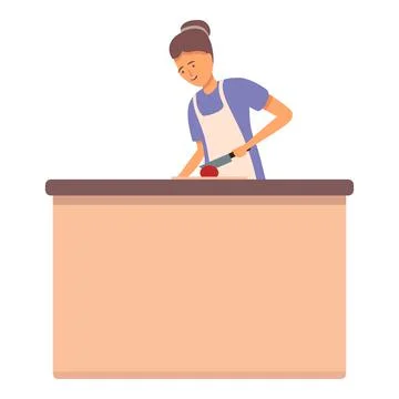 Food class icon cartoon vector. Cook online Illustrazione stock