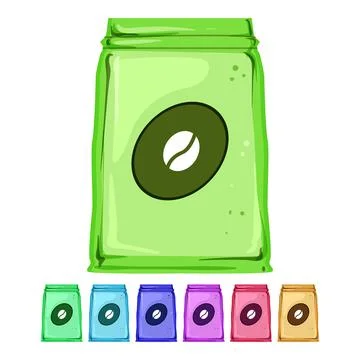 Food coffee packaging cartoon vector graphic Stock Illustration