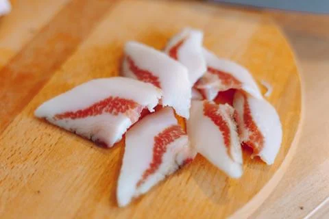Food, cold meat, bacon, guanciale and pancetta Stock Photos