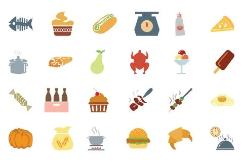 Food Colored Vector Collection Stock Illustration