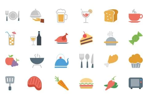 Food Colored Vector Icons Stockillustratie